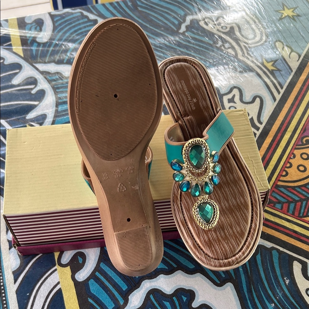 Teal Gemstone Sandals from Montego Bay Club - Picture 2 of 3